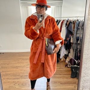 Rust color Faux fur oversized coat size 10